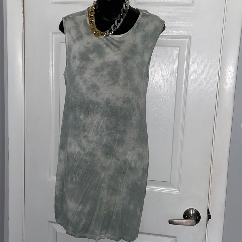 Sage green tie dye comfy dress with racer back cutout detail size large